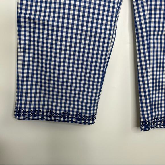 Talbots women's gingham ankle cropped pants blue white size 16 - Picture 3 of 10